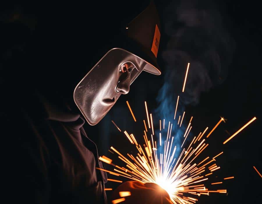 Welder working in an industrial environment