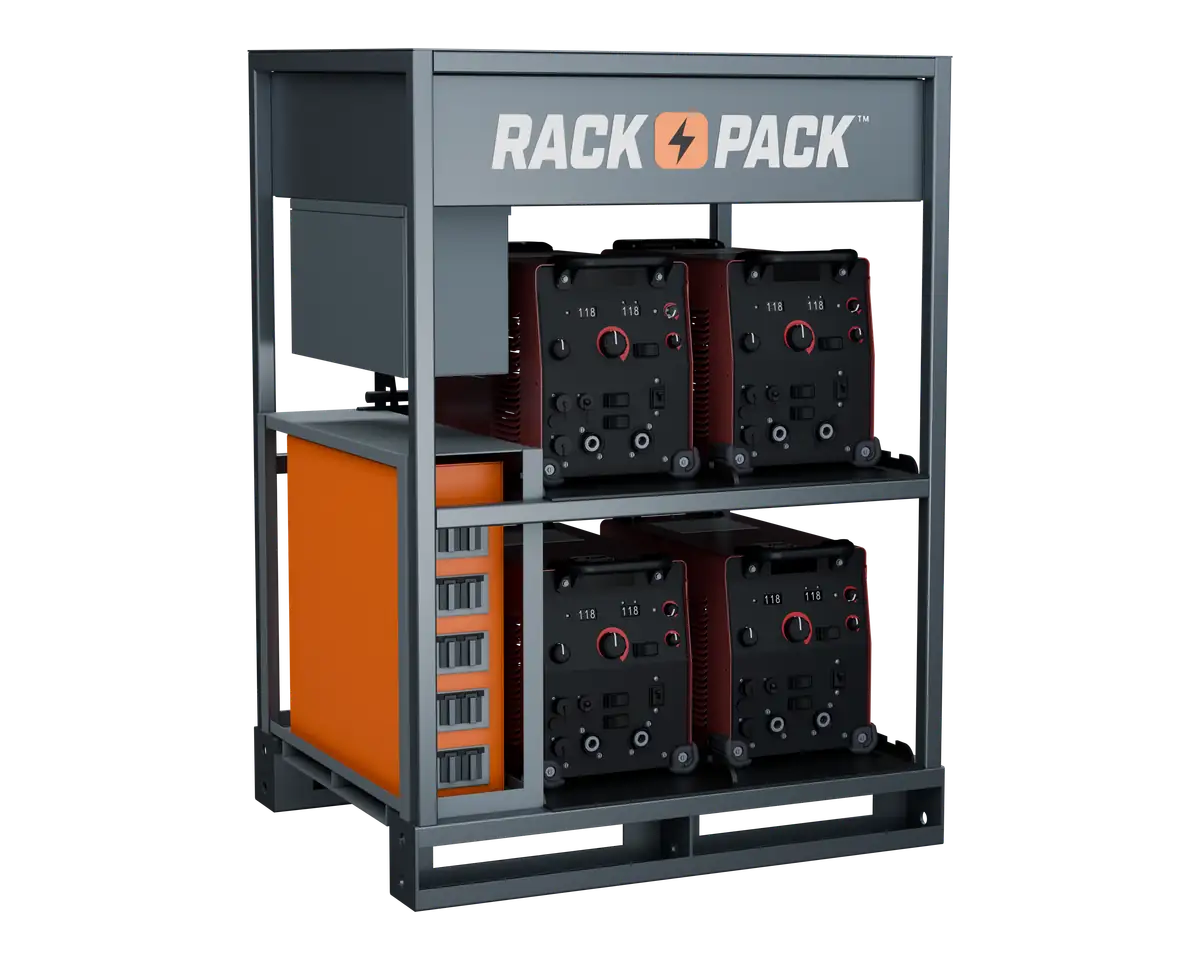 Rack Pack 4-pack welding rack configuration loaded with four industrial welding machines