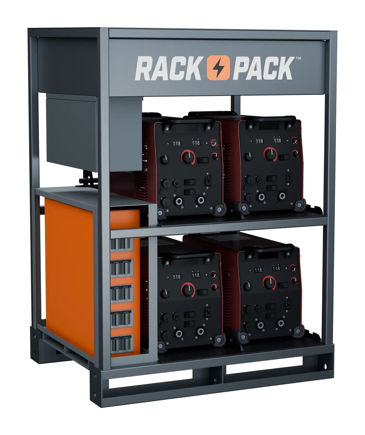 Rack Pack 4-pack welding rack configuration loaded with four industrial welding machines