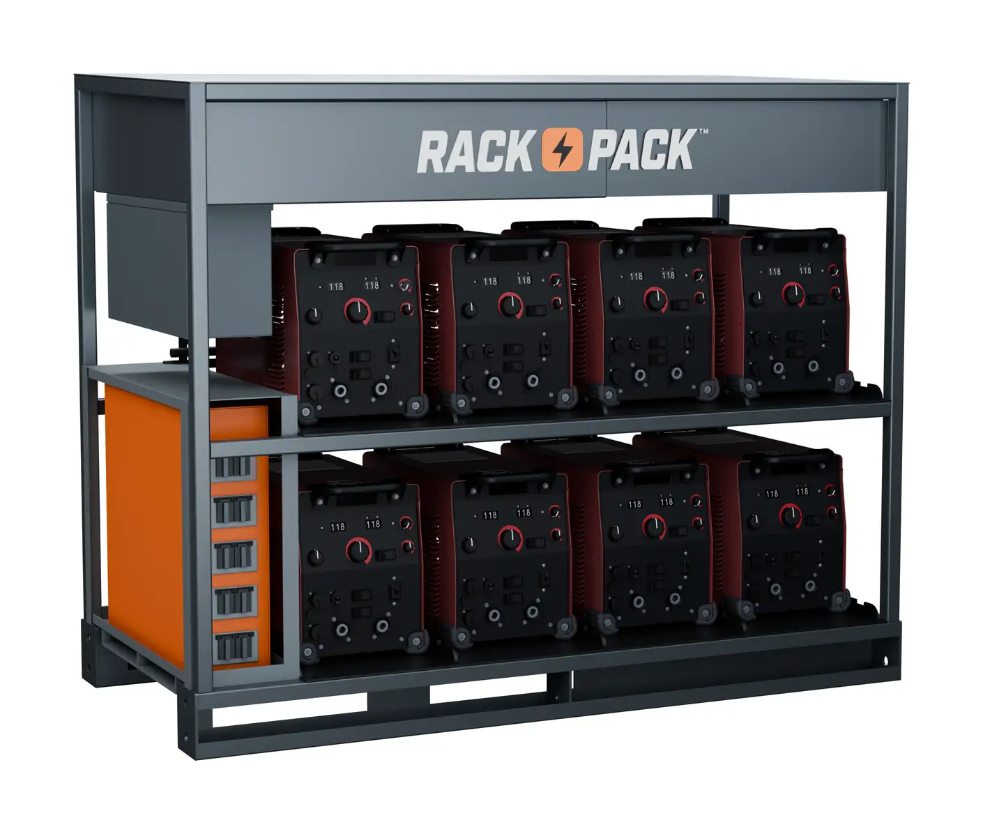 Rack-Pack eight-position industrial welding rack